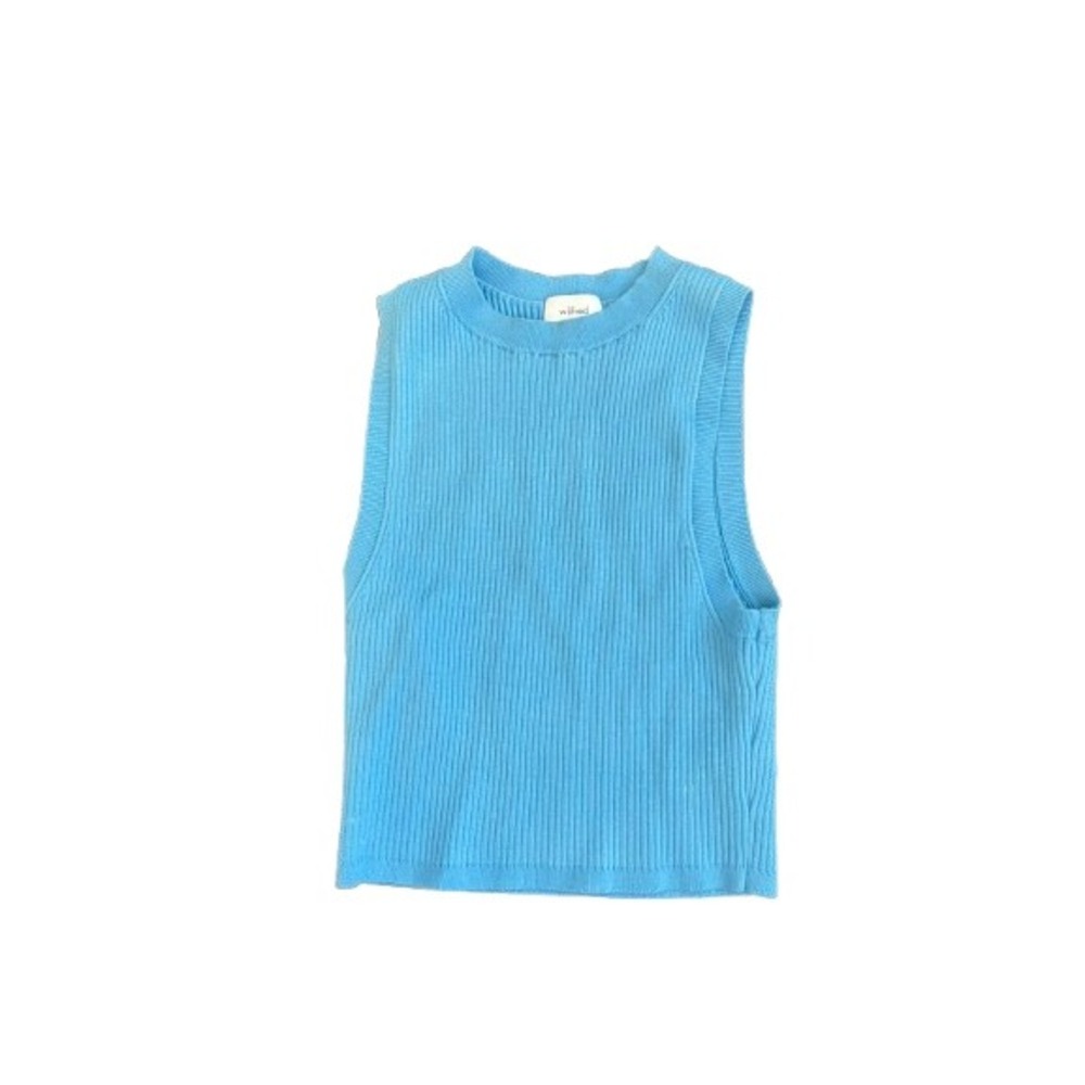 Wilfred Aritzia Sky Blue Ribbed Knit Tank Top Crew Neck Women's Small